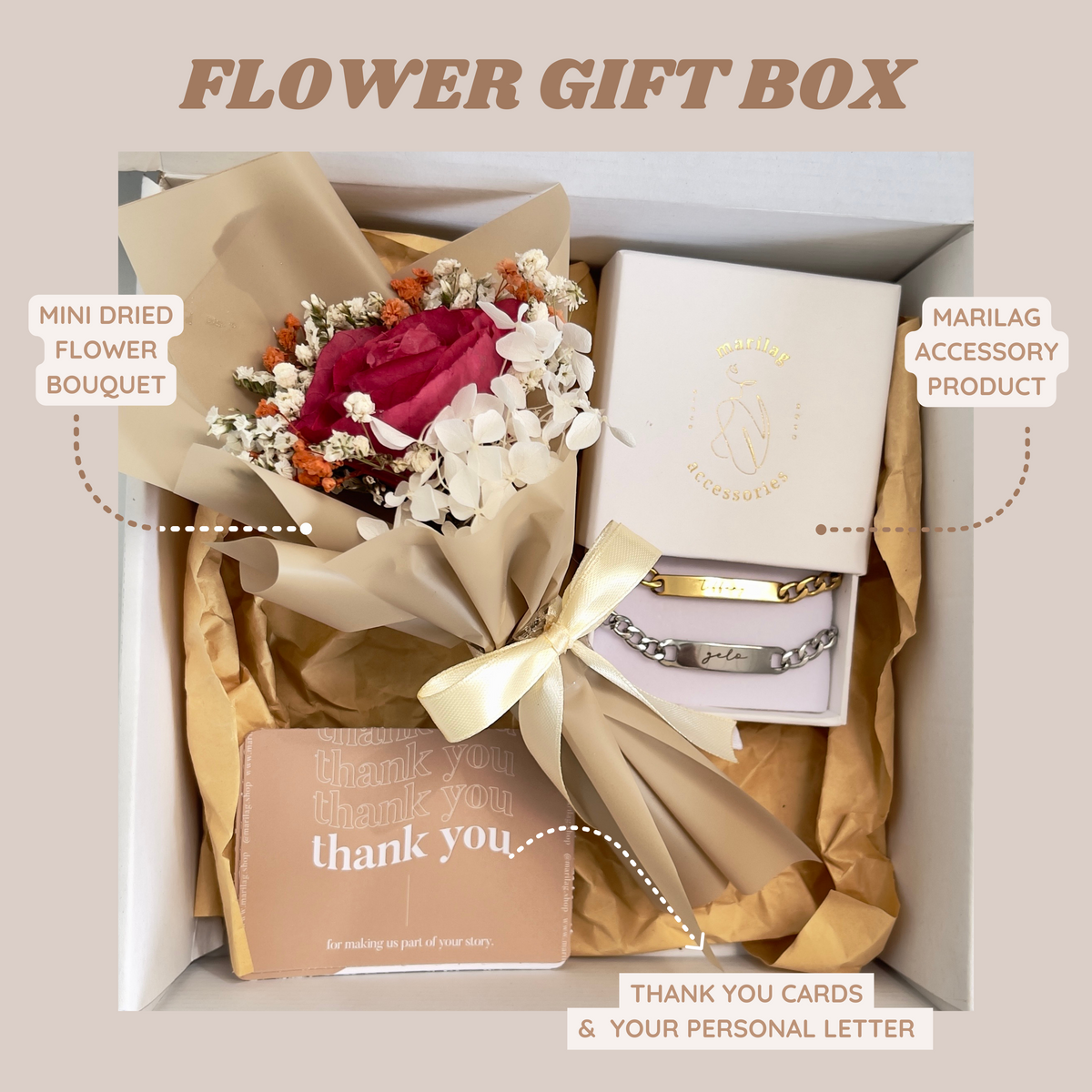 Engravable Bracelet Flower Gift Box