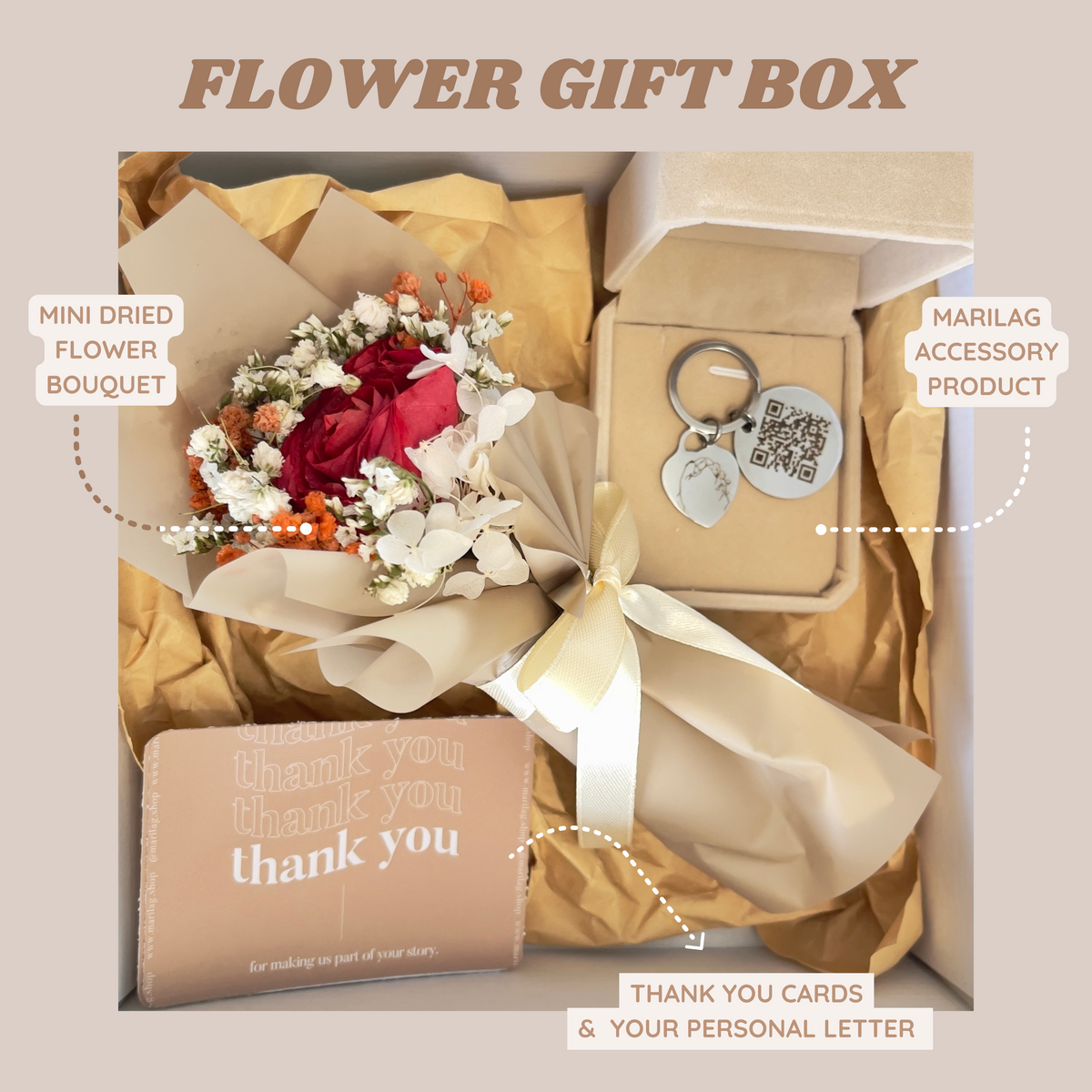 Custom Keychain Flower Gift Box