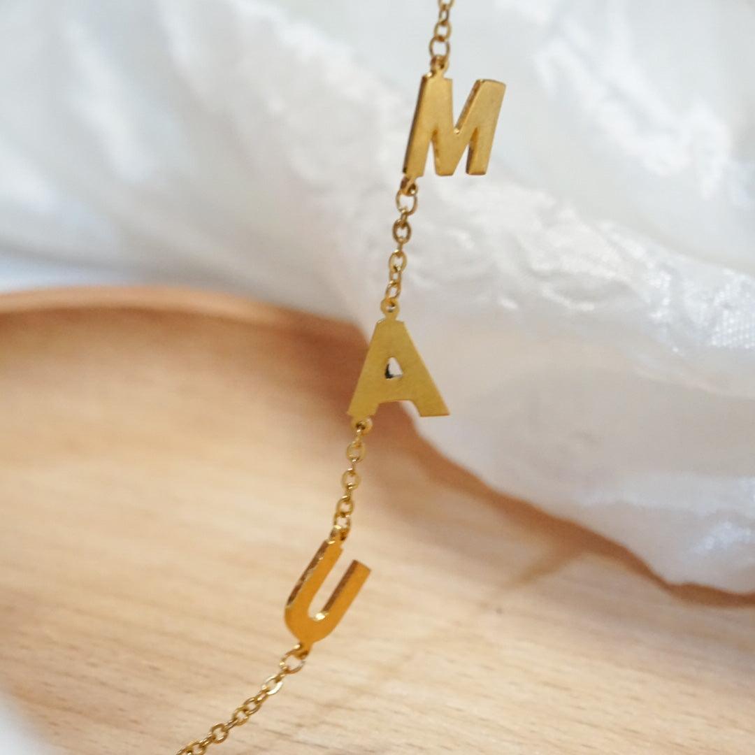 Sideways Initial Necklace (3-5 Letters) - Main Image